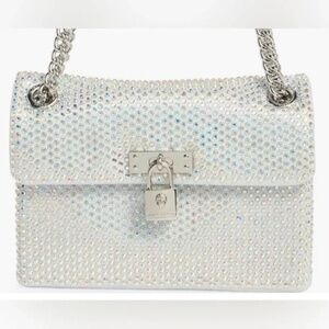 Kurt Geiger London Mini Brixton Crystal Crossbody Bag in Crystal Silver